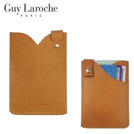 Guy Laroche Slide Leather Card Holder GL-VE-003 – Vegetable Tanned Cowhide, Minimal French Design, 5-Card Capacity _ Made in KOREA